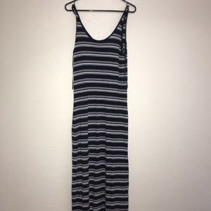 Navy Blue Striped Maxi Dress